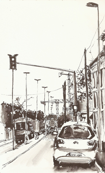 RN34 RN34, croquis encre de Chine, Delphine Priollaud-Stoclet