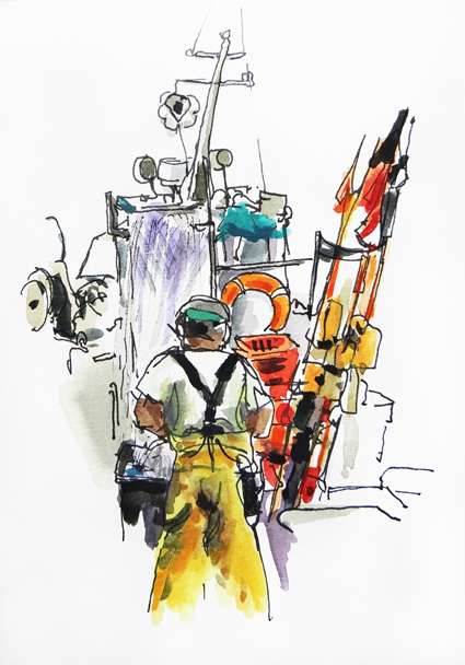 Pêcheur rangeant ses filets Pêcheur rangeant ses filets